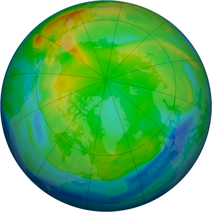 Arctic ozone map for 15 January 1993